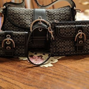 AUTHENTIC COACH SOHO BLACK LEATHER AND CANVAS bag